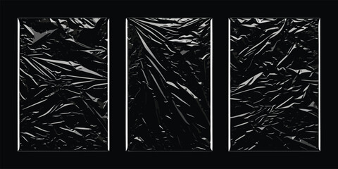 Abstract Wrinkled Black Plastic Film Texture Background Isolated background