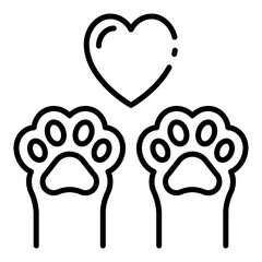 paw print icon for animal, care, donation