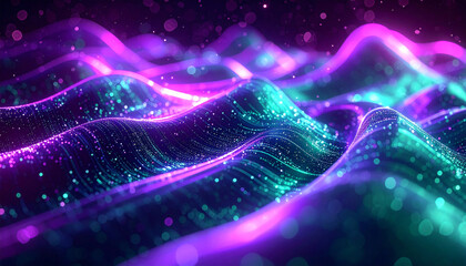 Cyberwave: Abstract neon waves with a touch of cosmic flair. Dynamic visual that embodies a futuristic feel, making it an excellent addition to tech-related projects.
