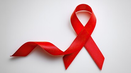 Red ribbon symbolizing awareness, support, and hope for causes
