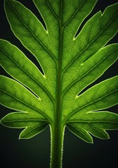 Close-up of a fresh, vibrant green herbage leaf, showcasing its intricate natural texture and delicate veins, symbolizing growth and health ,life ,vitality ,gardening