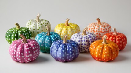 Colorful Decorative Pumpkins with Polka Dots for Autumn Decor