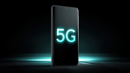 Modern Smartphone Displaying 5G Technology in Dark Background