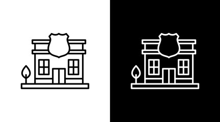 Naklejka premium Police Station White Icon Set Design