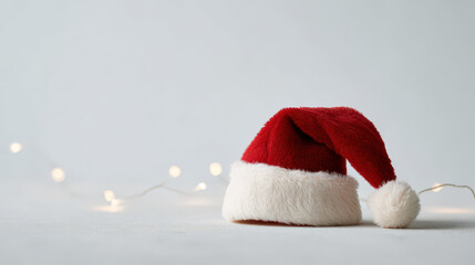 festive santa hat placed prominently against clean white background evoking holiday cheer