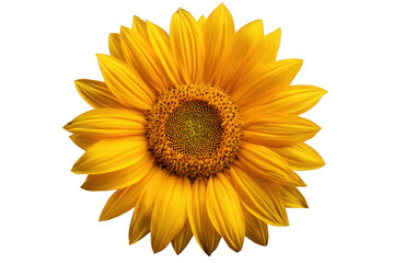 Obraz premium Close up of a bright yellow sunflower with a dark center against a black background bloom blossom, Isolated On Transparent Background, Png Cut Out