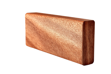 Polished rectangular wooden block with rounded edges on black background image, Isolated On Transparent Background, Png Cut Out