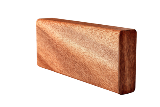 Polished rectangular wooden block with rounded edges on black background image, Isolated On Transparent Background, Png Cut Out