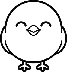 Cute cartoon chick outline drawing for coloring