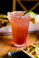 Fresh fruit cocktail drink at a modern trendy restaurant and bar