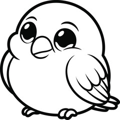 Adorable cartoon bird with big eyes