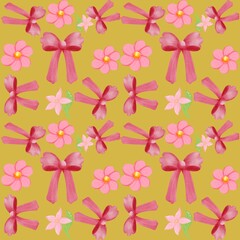 seamless pattern with pink flowers