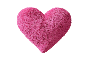 Fluffy Pink Heart Shaped Pillow Isolated on Black Background soft, Isolated On Transparent Background, Png Cut Out
