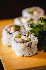 A Philadelphia cream cheese sushi roll at a Japanese hibachi food restaurant 