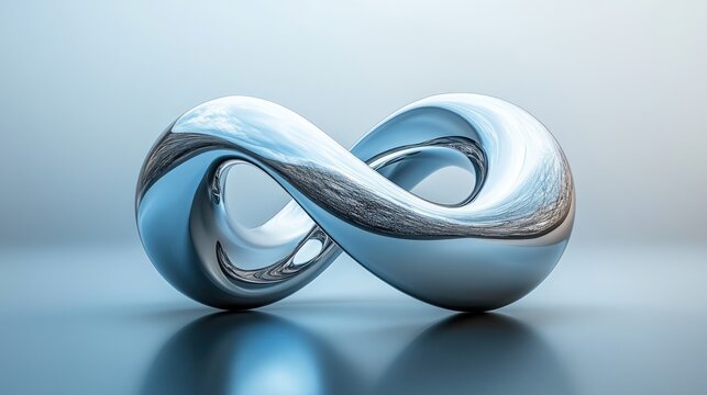 Abstract infinity symbol, polished metal, studio shot, for digital art