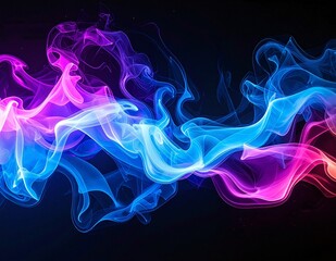 Obraz premium A vibrant display of swirling, colorful smoke dances gracefully against a deep black background, creating a striking contrast and mesmerizing visual effect.