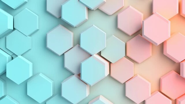Abstract hexagonal patterns in pastel colors.