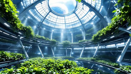 Monitoring sensors oversee growth within serene biophilic environment - Powered by Adobe