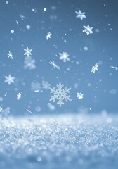Naklejka premium Close-up of delicate individual snowflakes descending gracefully, creating a serene and pristine winter wonderland atmosphere ,pattern ,beautiful ,wintertime