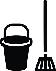 Minimalist mop and bucket cleaning icon