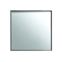 Square glass pane with metallic frame, centered