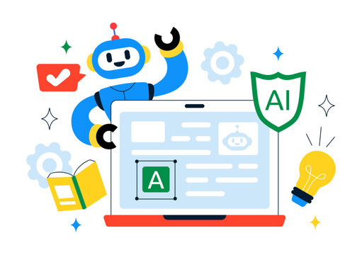 AI Writing Assistant Illustration with Artificial Intelligence Technology For Translation, Chatbot Interaction, Code Generation, And Article Writing