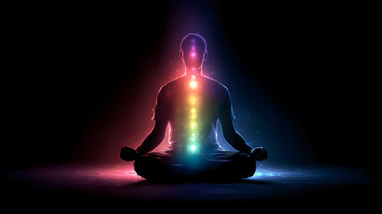 Meditating Person with Glowing Chakras