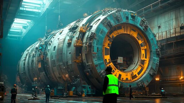 Massive Tunnel Boring Machine in Industrial Facility