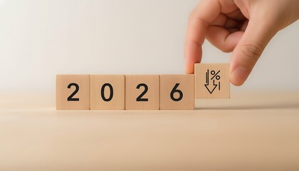 Hand turning wooden blocks to reveal the year 2027 from 2026