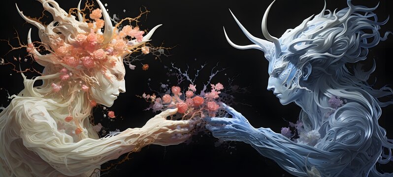 A Hades Vs Zeus , a small creature made of glass that is sitting in the palm of your hand,,generative AI