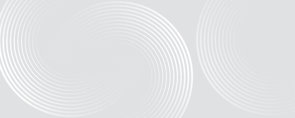 Abstract white geometric lines glowing on a gray background. Modern glossy white circle line pattern. Suitable for covers, posters, web, banners.