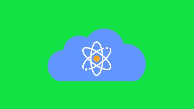 Quantum Cloud showing an atom ring with a soft cloud shape, symbolizing future computing, connected intelligence, and abstract data systems.