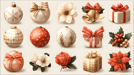 Fototapeta premium PNG Christmas element set, transparent background