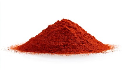 Bright red spice powder on white background. Artificial intelligence image