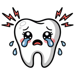 Dental broken tooth vector sticker design isolated vector illustration on white background