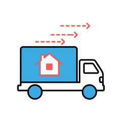 Vector illustration of illustration of a moving truck with a house icon on its side