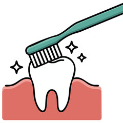 Dental health care with toothbrush illustration isolated vector illustration on white background