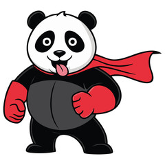 Superhero panda with cape and mask design isolated vector illustration on white background