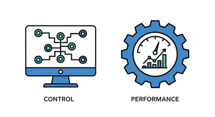 Vector illustration of control and performance icons on a