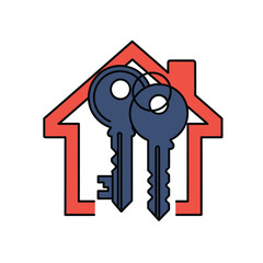 Vector illustration of two keys inside a house outline