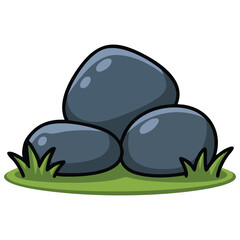 Set of different boulders stones isolated vector illustration on white background