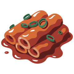 Traditional Korean spicy rice cake tteokbokki vector design isolated on white background