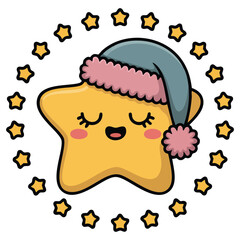 Cute sleeping baby star vector illustration for nursery decor and invitations
