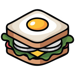 Healthy breakfast sandwich flat design vector illustration isolated
