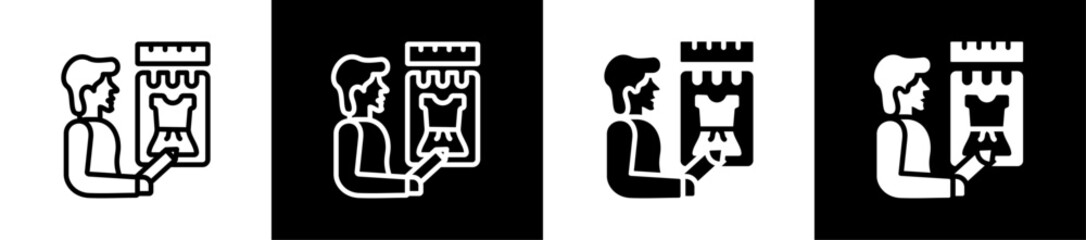 Fashion Designer Line And Glyph Style Icon In White And Black Background