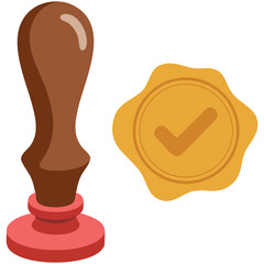 Quality approval stamp with verified mark isolated vector illustration on white background