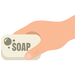 Human hand holding soap piece for hand washing hygiene protection isolated vector