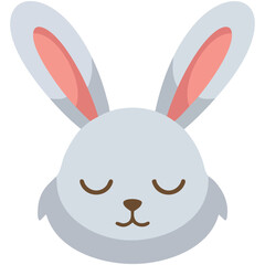 Obraz premium Playful rabbit head doodle looking over horizontal line with cute features