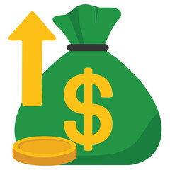 Savings goal concept with coin sack bullseye target and golden money vector