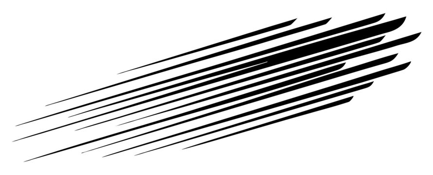 Dynamic diagonal black speed lines isolated on a white background. A simple, bold graphic element for motion, fast action, speed effects, comic book art, and velocity concepts.